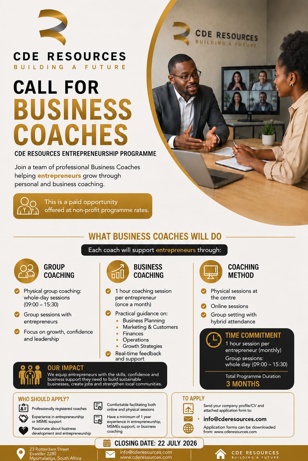 CDE Resources Call for Business Coaches